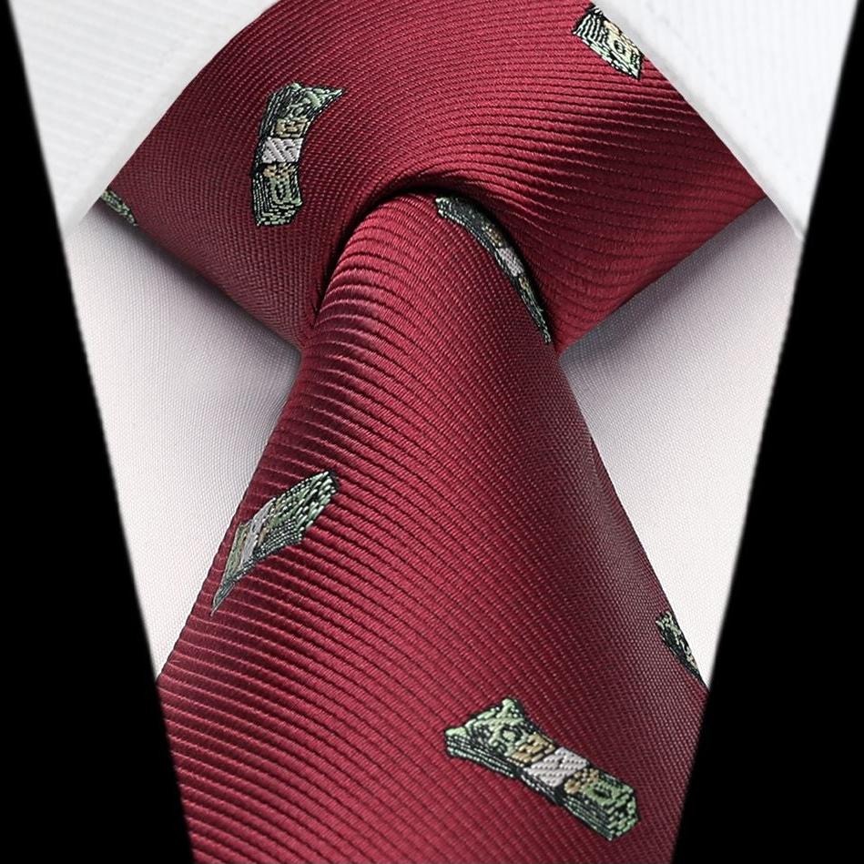 Hisdern Burgundy Pattern Print Men's Suit Tie Set
