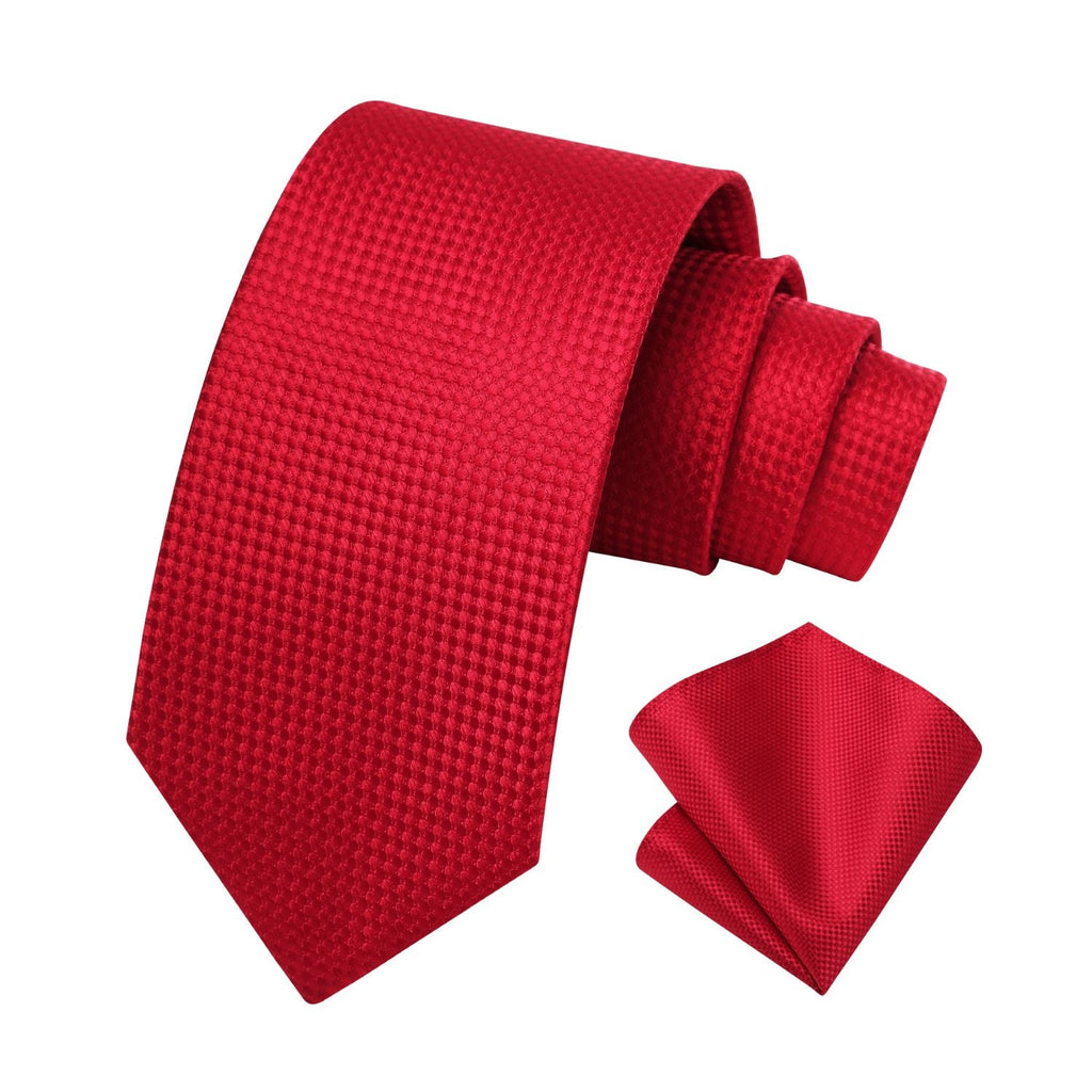 Hisdern Red Houndstooth Wedding Tie Set