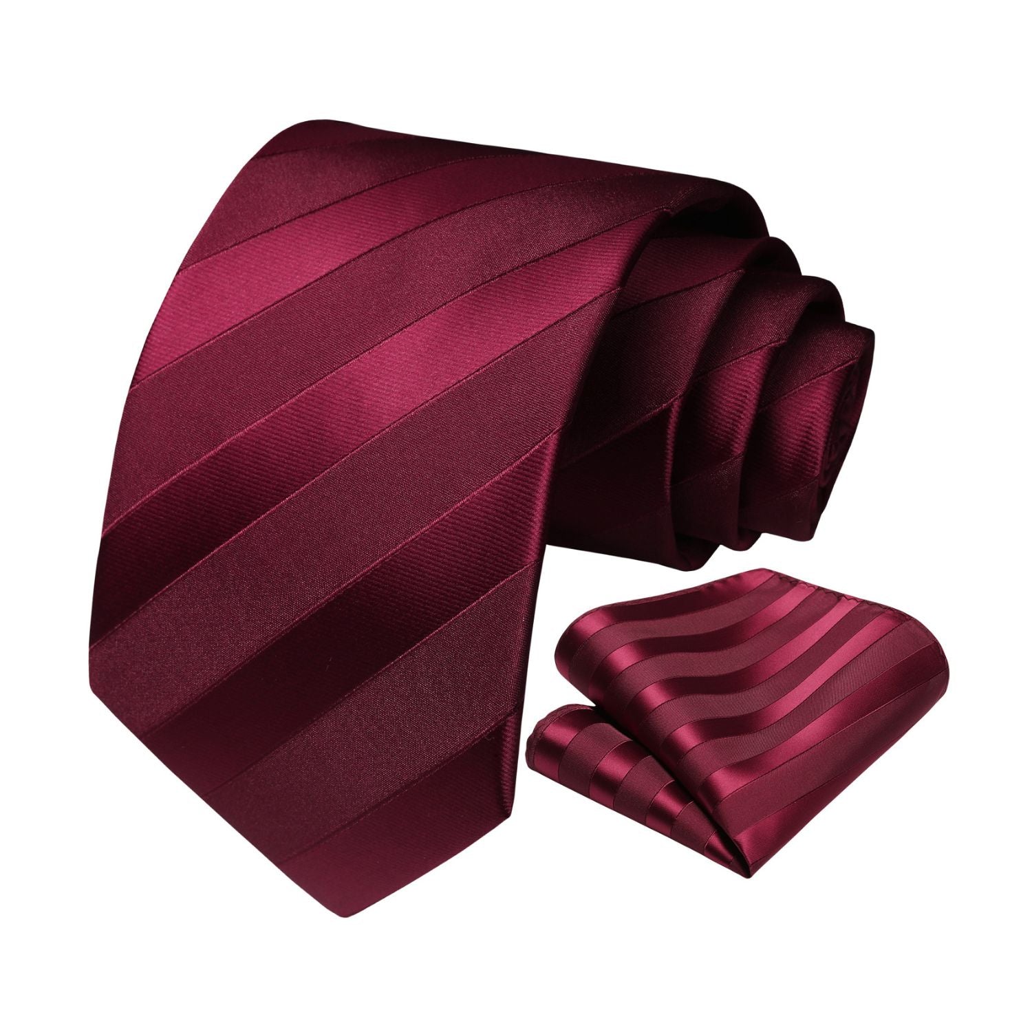 Hisdern Burgundy Striped Business Tie Set