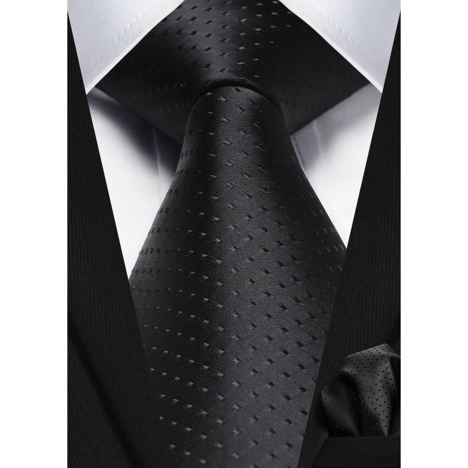 Hisdern Black Polka Dot Print Tie Set For Formal Events