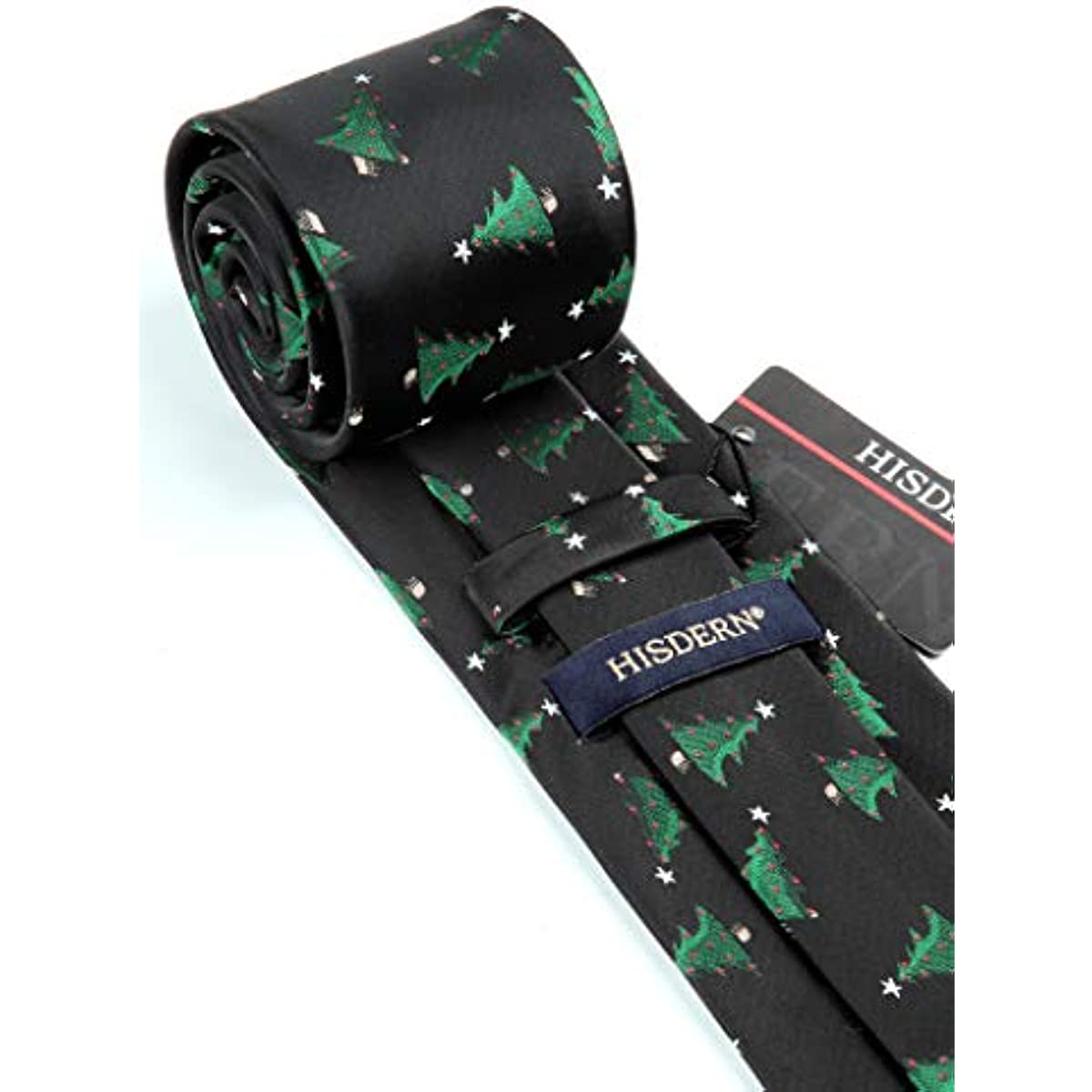 Christmas Tie Handkerchief Set - 07-BLACK/GREEN