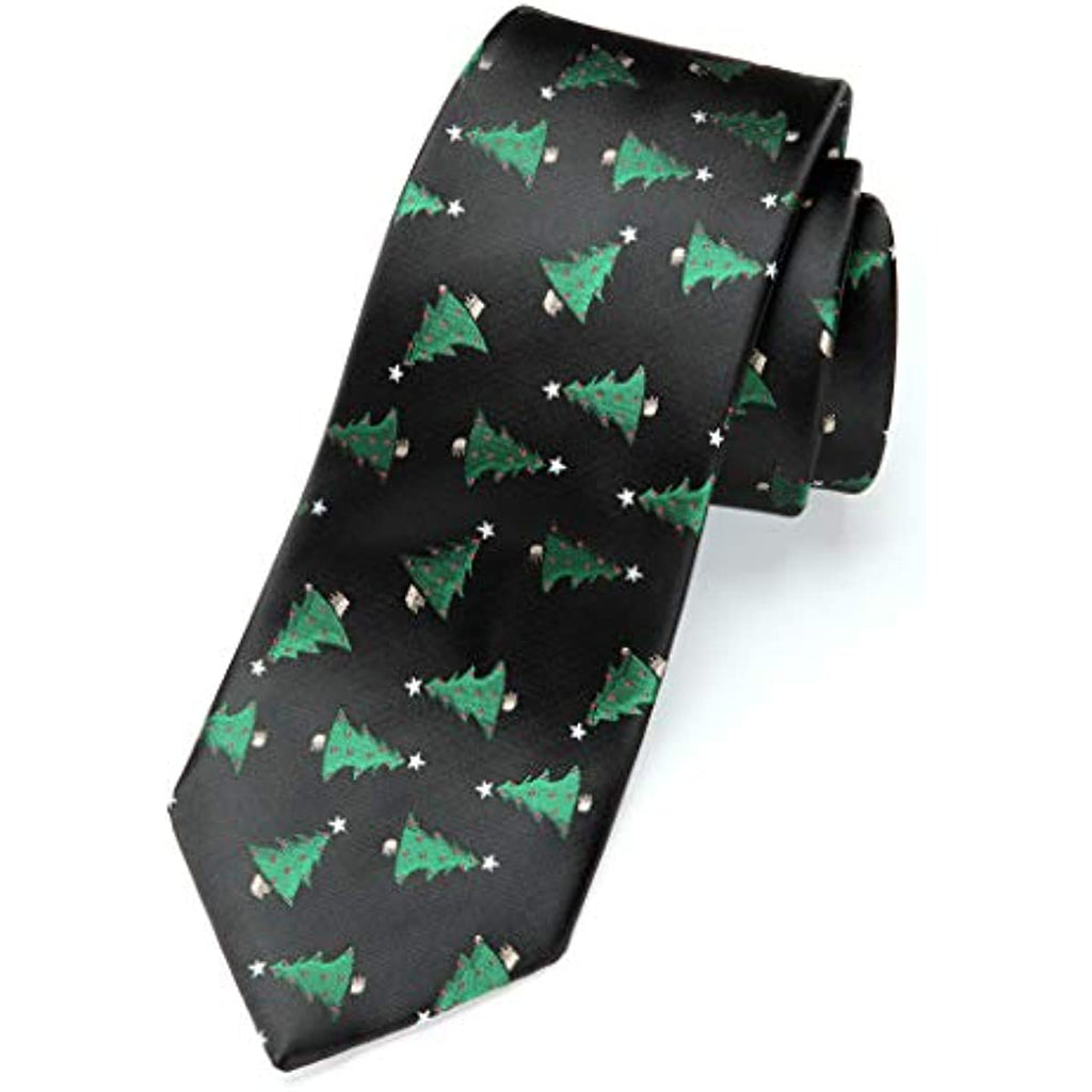 Christmas Tie Handkerchief Set - 07-BLACK/GREEN