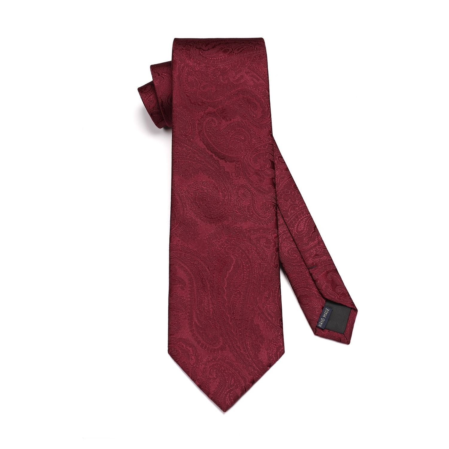 Hisdern Burgundy Paisley Tie Set For Groomsmen
