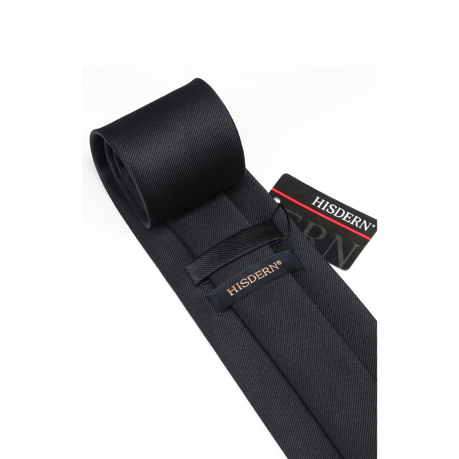 Hisdern Black Solid Wedding Accessories Set with Cufflinks