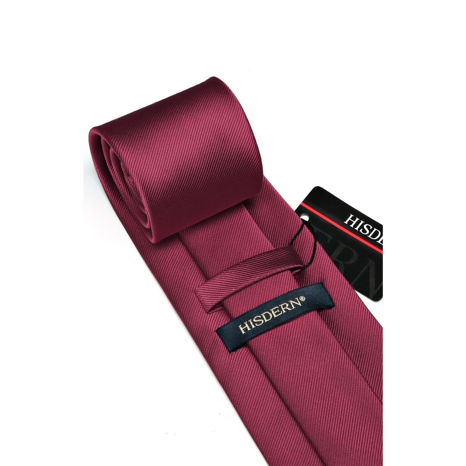 Hisdern Burgundy Solid Wedding Accessories Set with Cufflinks