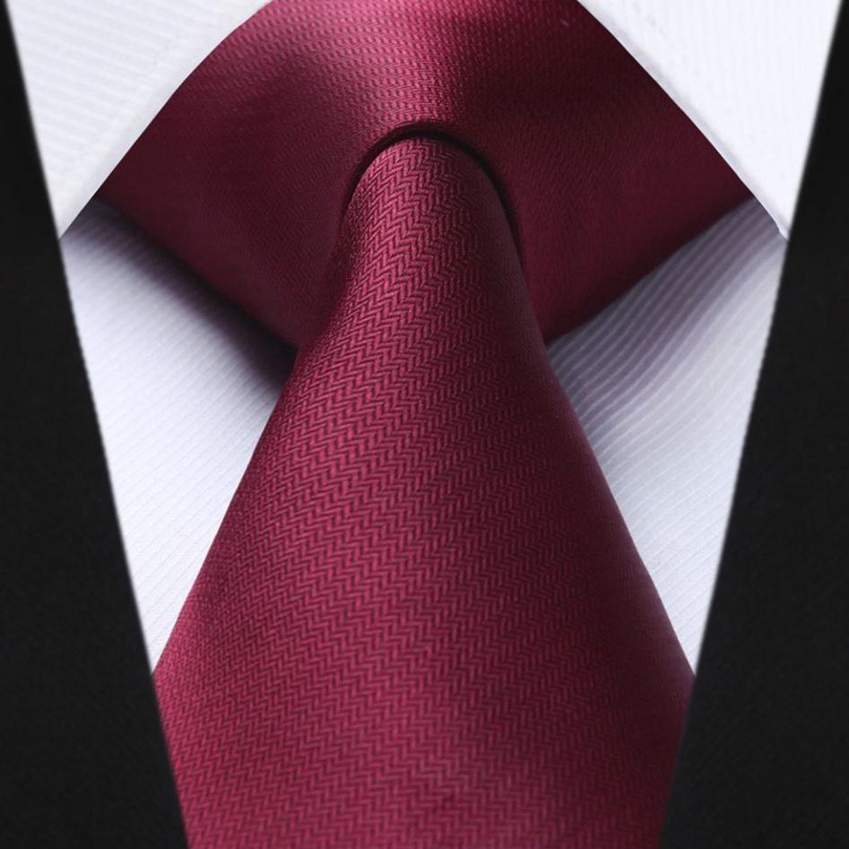 Hisdern Wine Red Solid Men’s Tie Set for Formal & Wedding