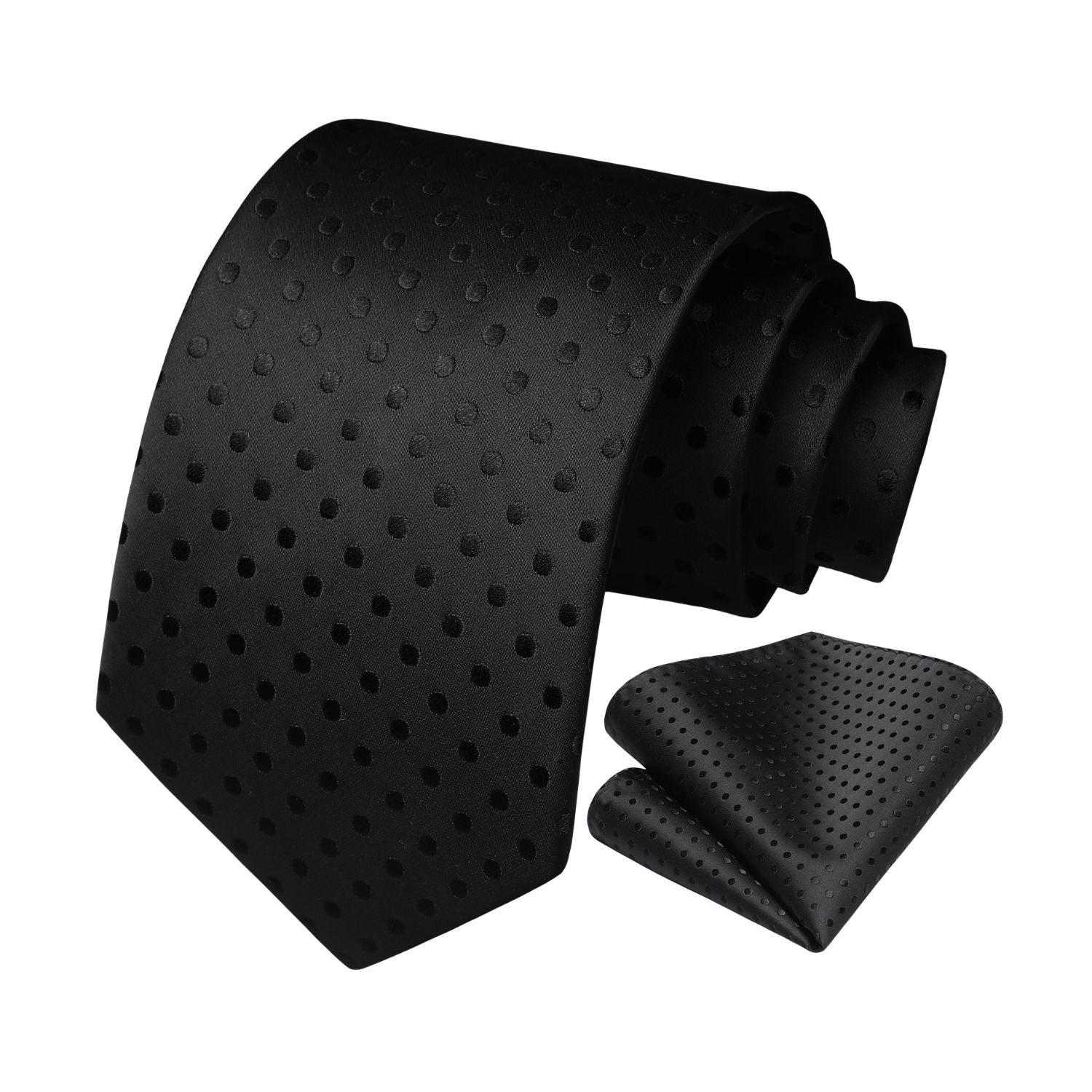 Hisdern Black Polka Dot Print Tie Set For Formal Events