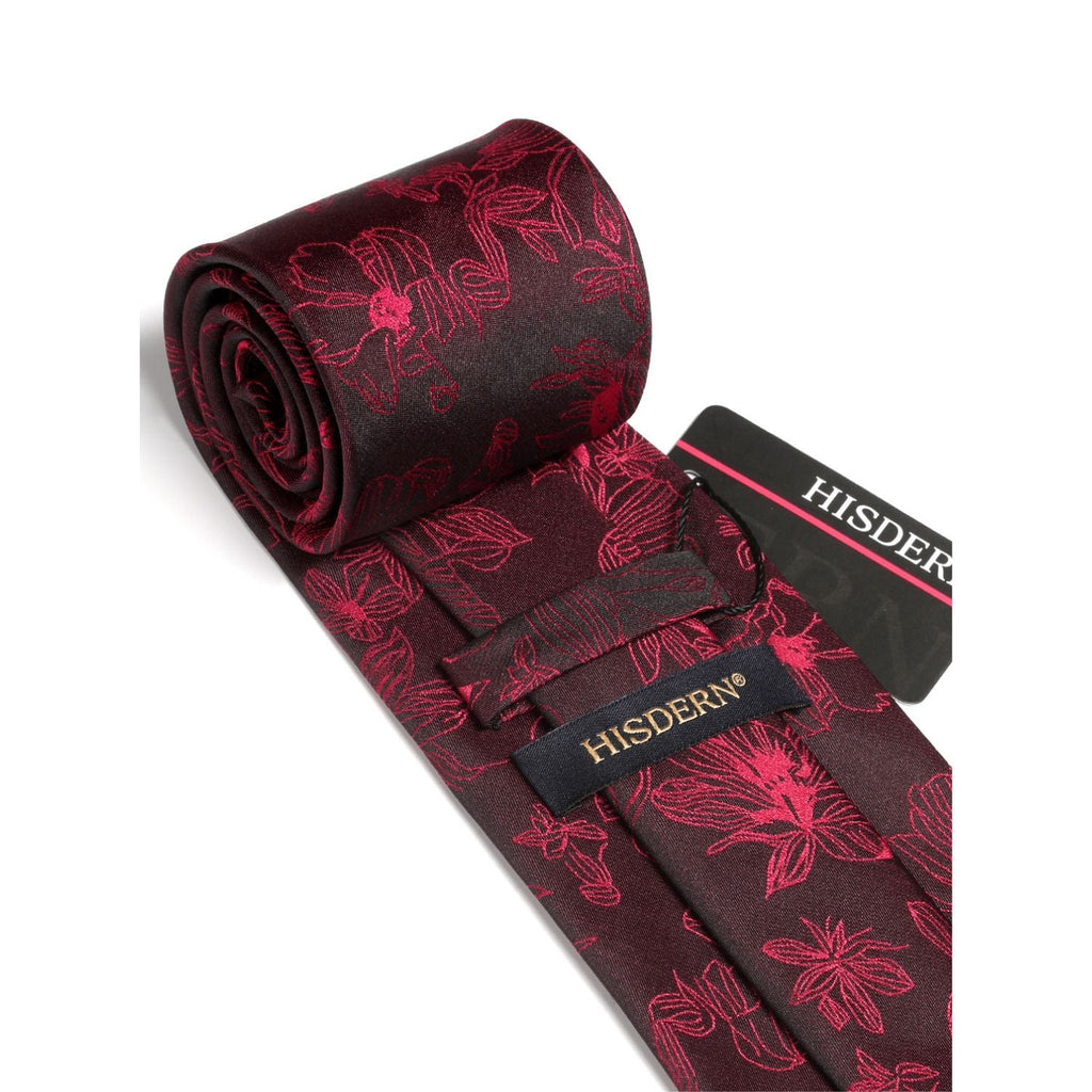 Hisdern Black Red Floral Wedding Accessories Set