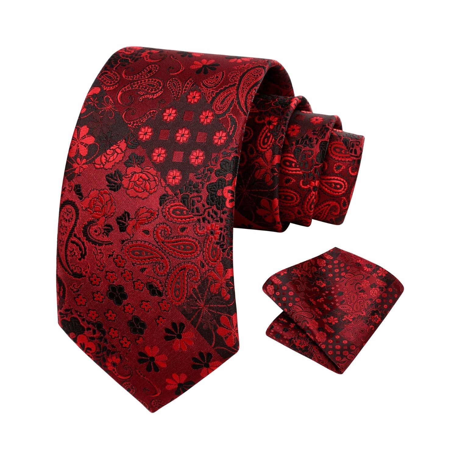 Hisdern Burgundy Floral Wedding Accessories Set