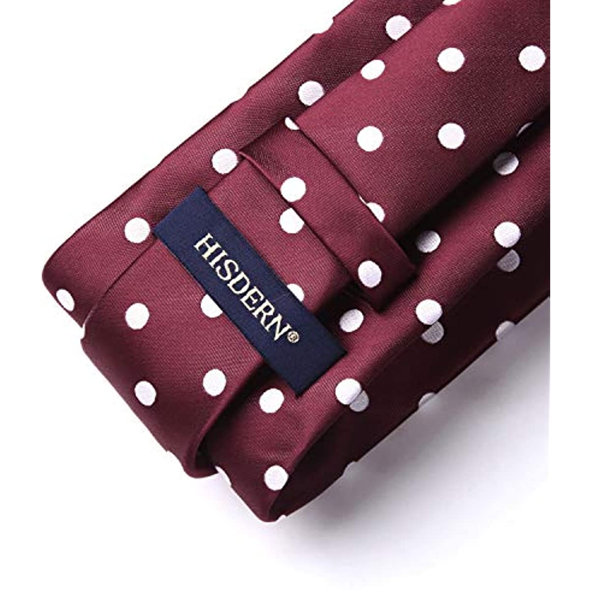 Hisdern Extra Large Burgundy White Polka Dot Tie Set For Groomsmen