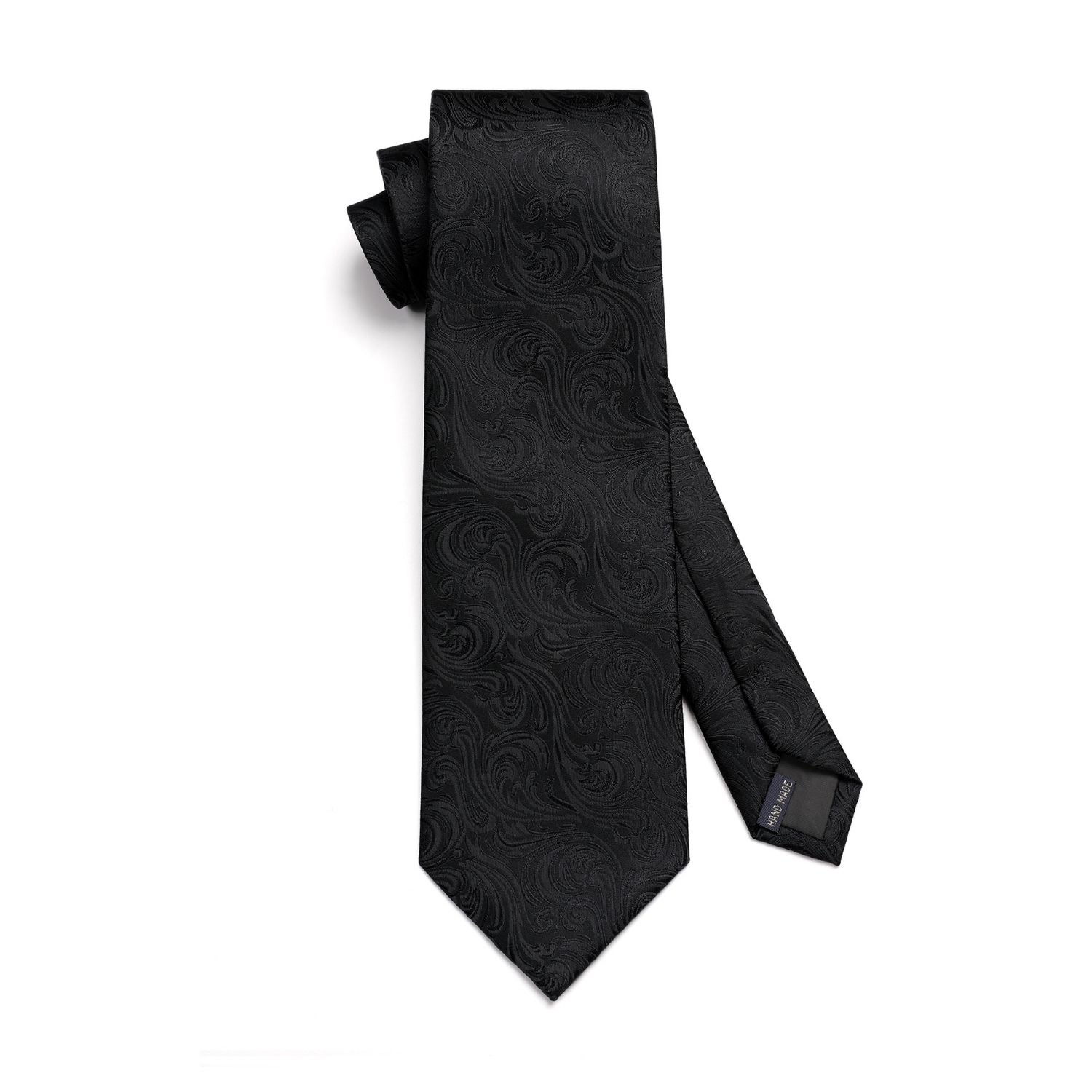 Hisdern Black Paisley Tie Set For Formal Wear
