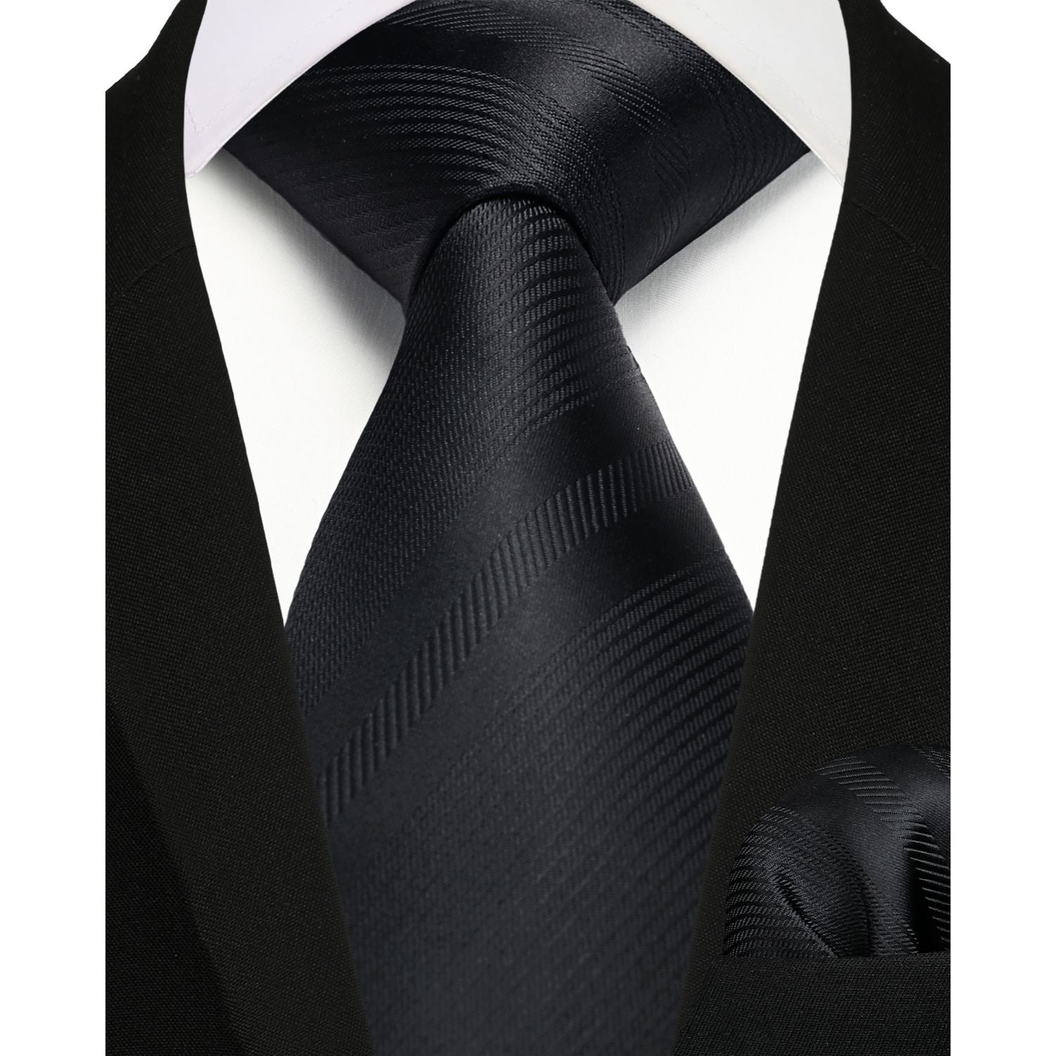 Hisdern Black Striped Business Tie Set