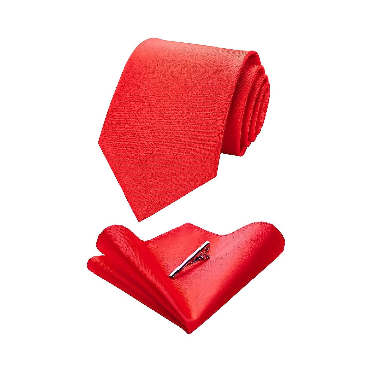 Solid Tie Handkerchief Clip - RED