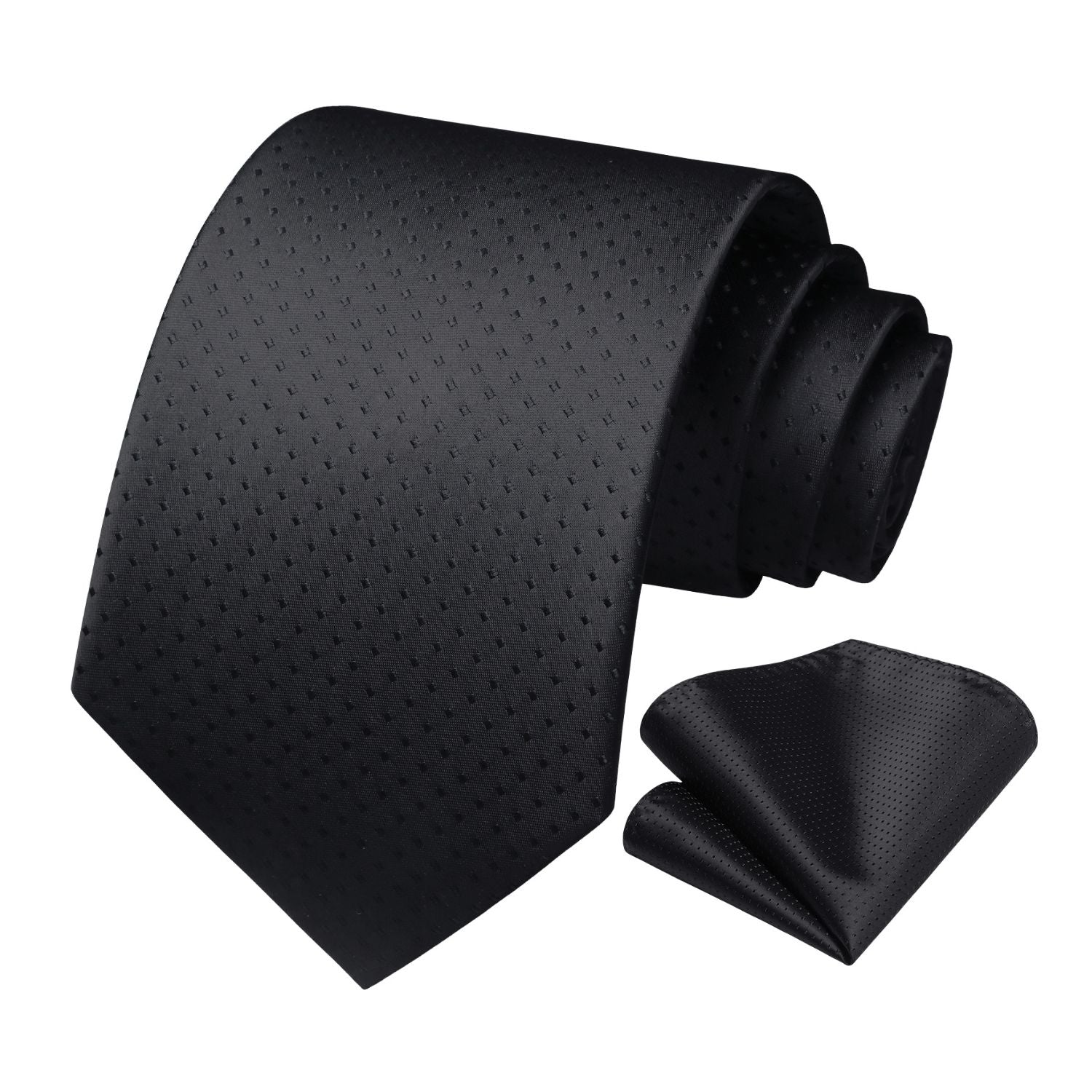 Hisdern Black Polka Dot Print Tie Set For Formal Events