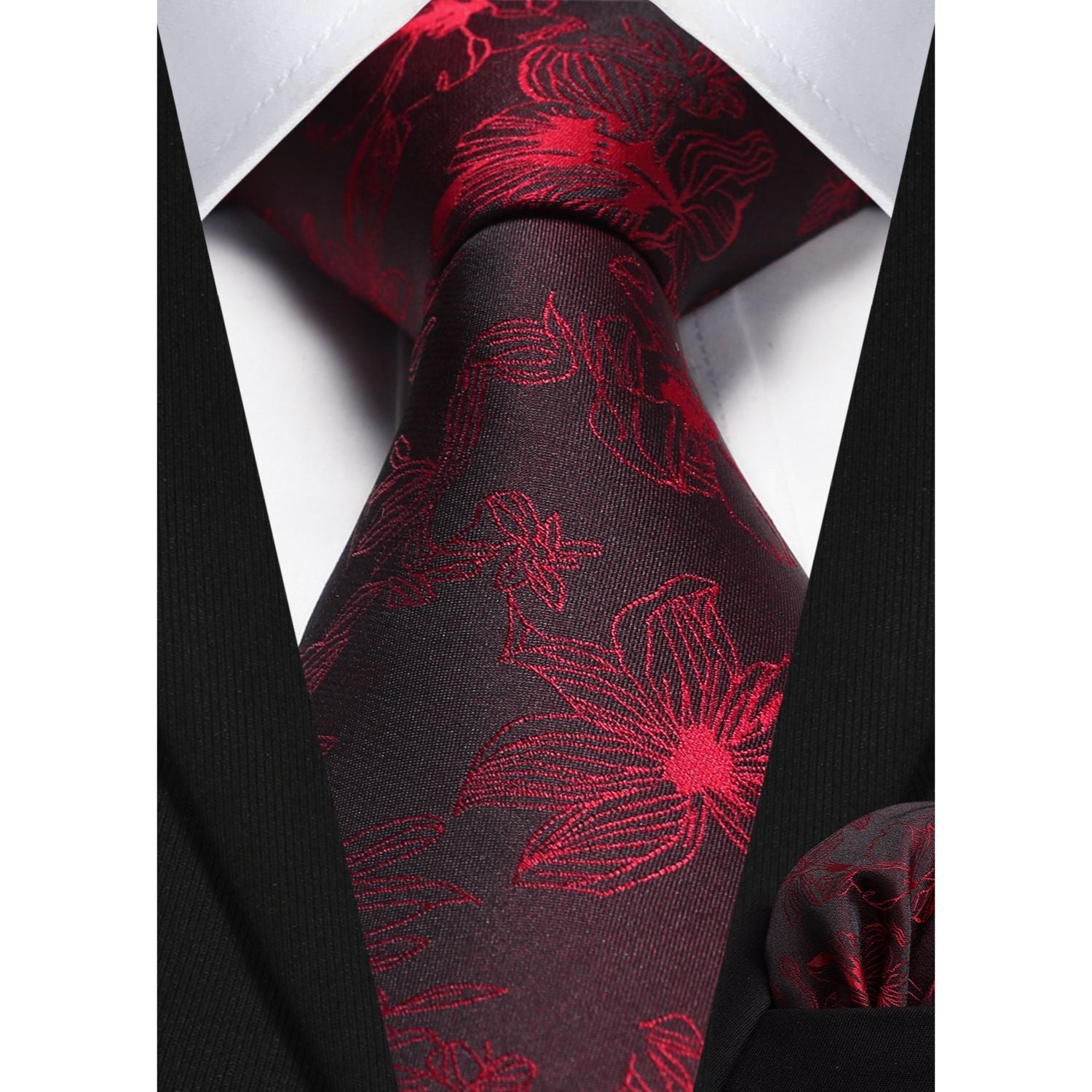 Hisdern Black Red Floral Wedding Accessories Set