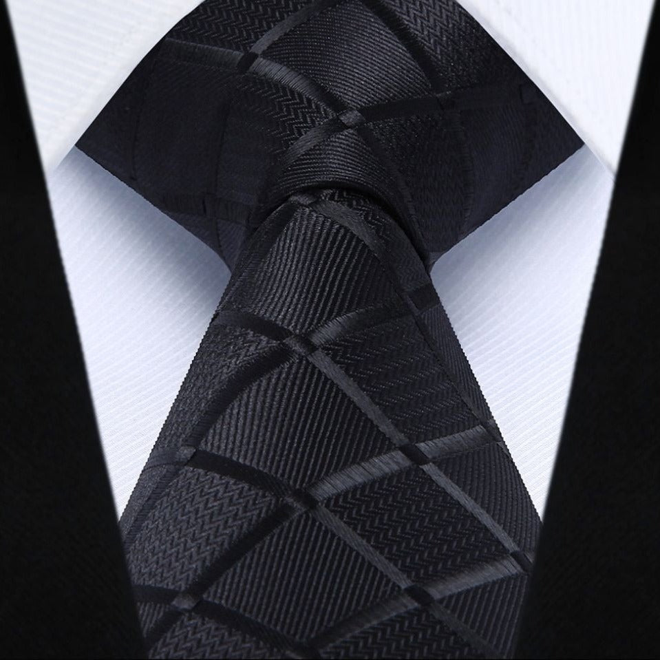 Hisdern Black Plaid Wedding Accessories Set