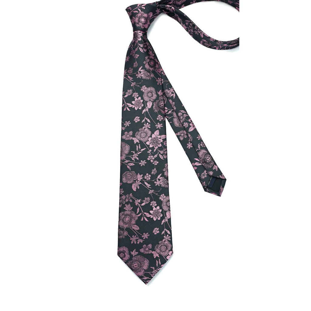 Hisdern Pink Black Floral Wedding Accessories Set