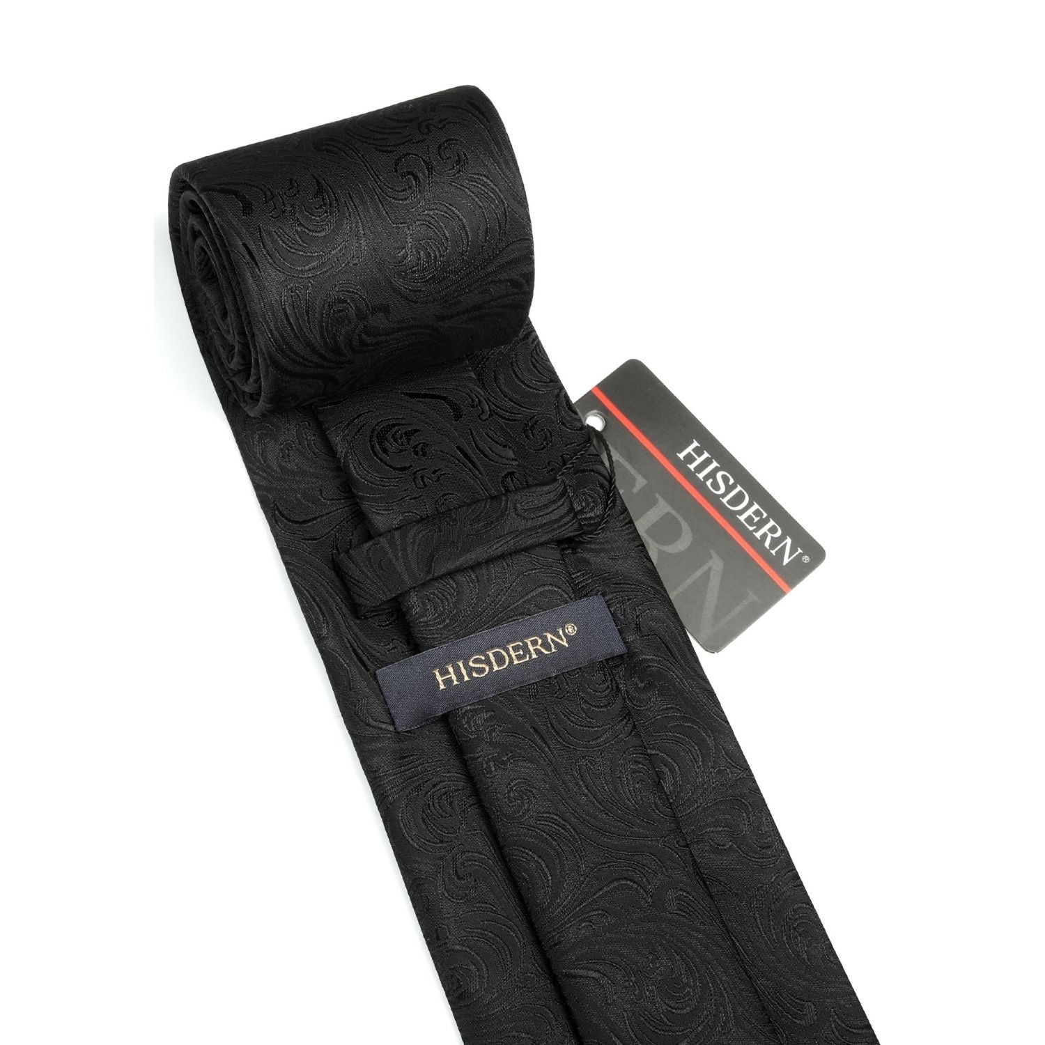 Hisdern Black Paisley Tie Set For Formal Wear