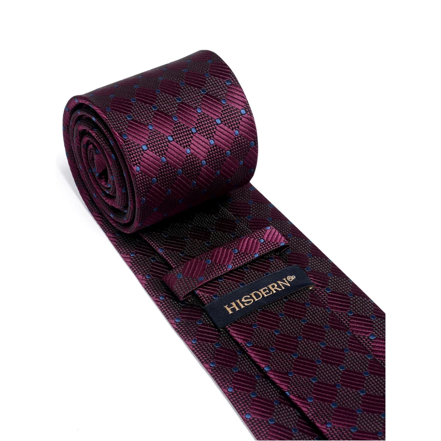 Hisdern Burgundy Plaid Tie Set For Groomsmen