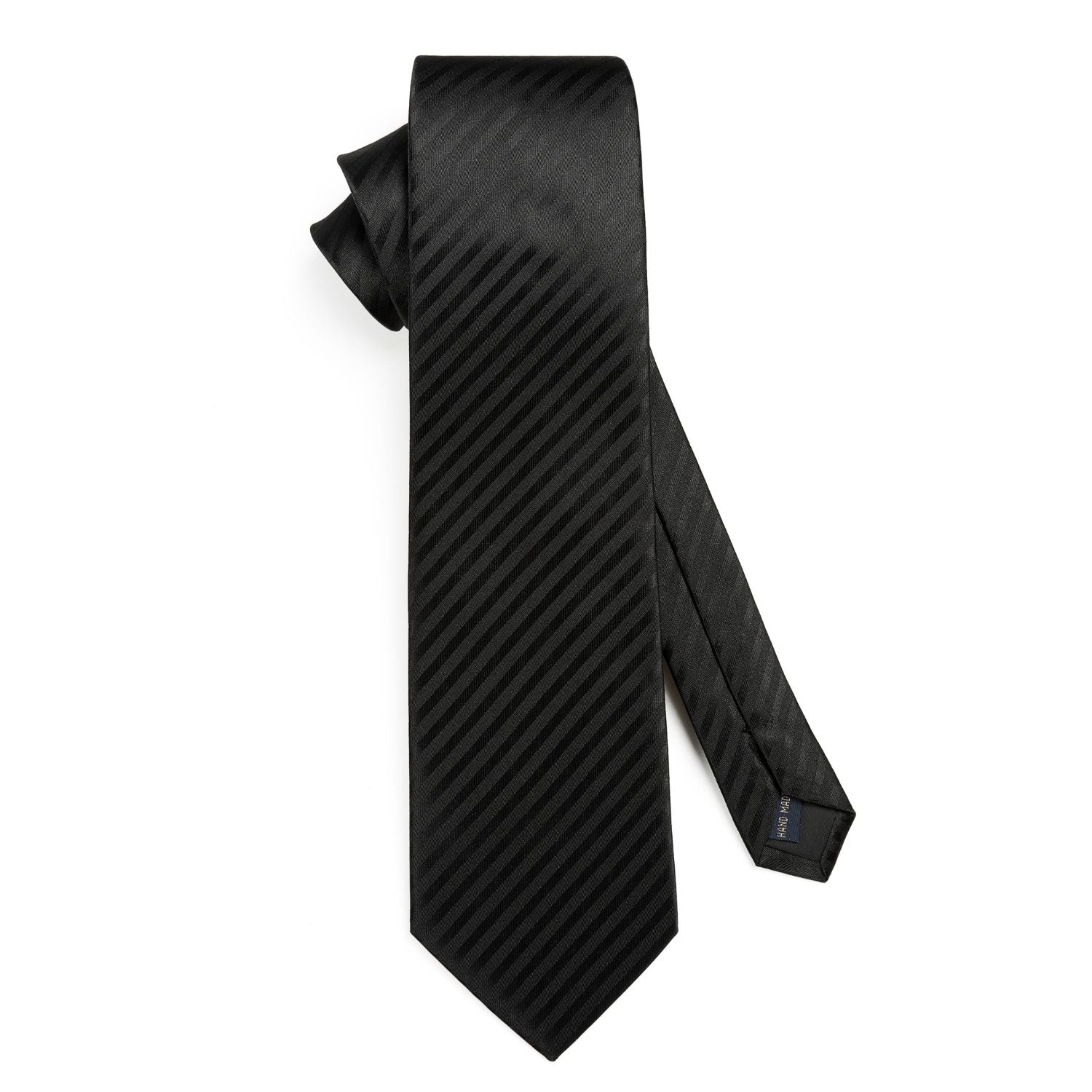 Hisdern Black Striped Business Tie Set