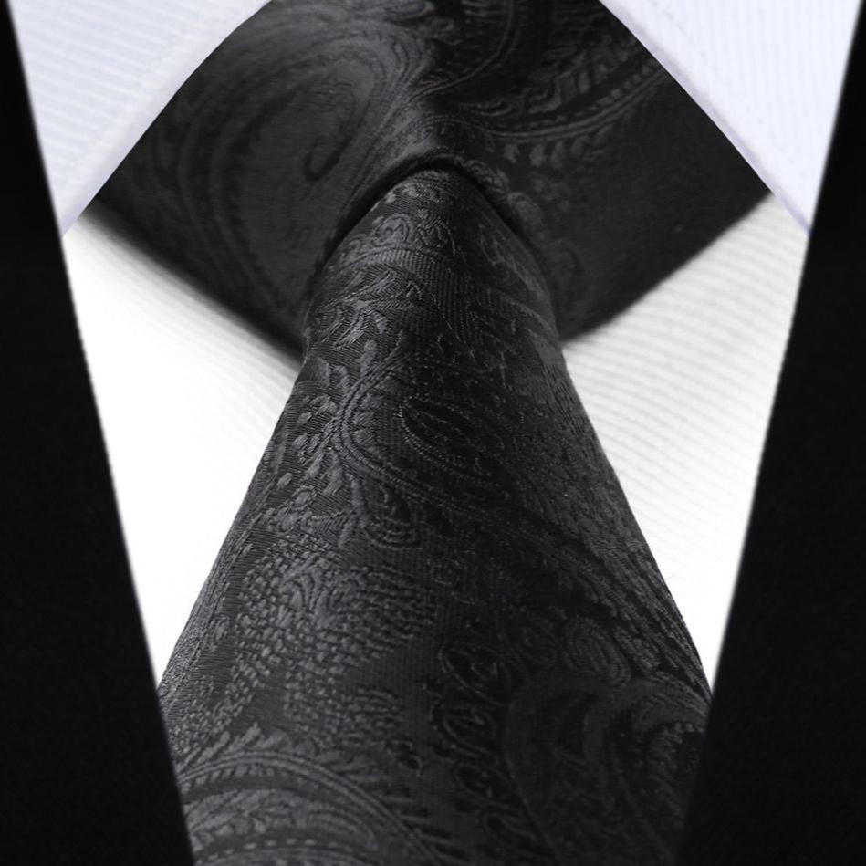 Hisdern Black Paisley Tie Set For Formal Wear