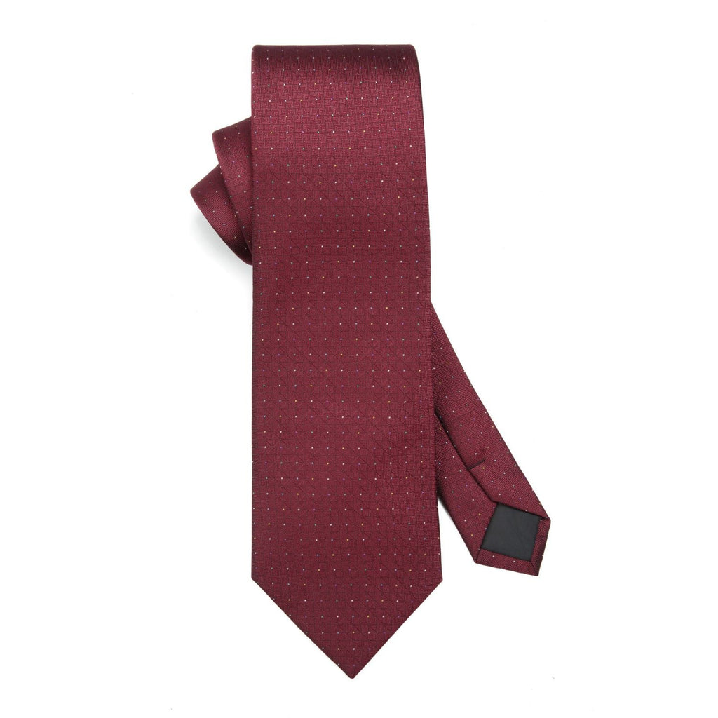 Hisdern Burgundy Houndstooth Wedding Tie Set