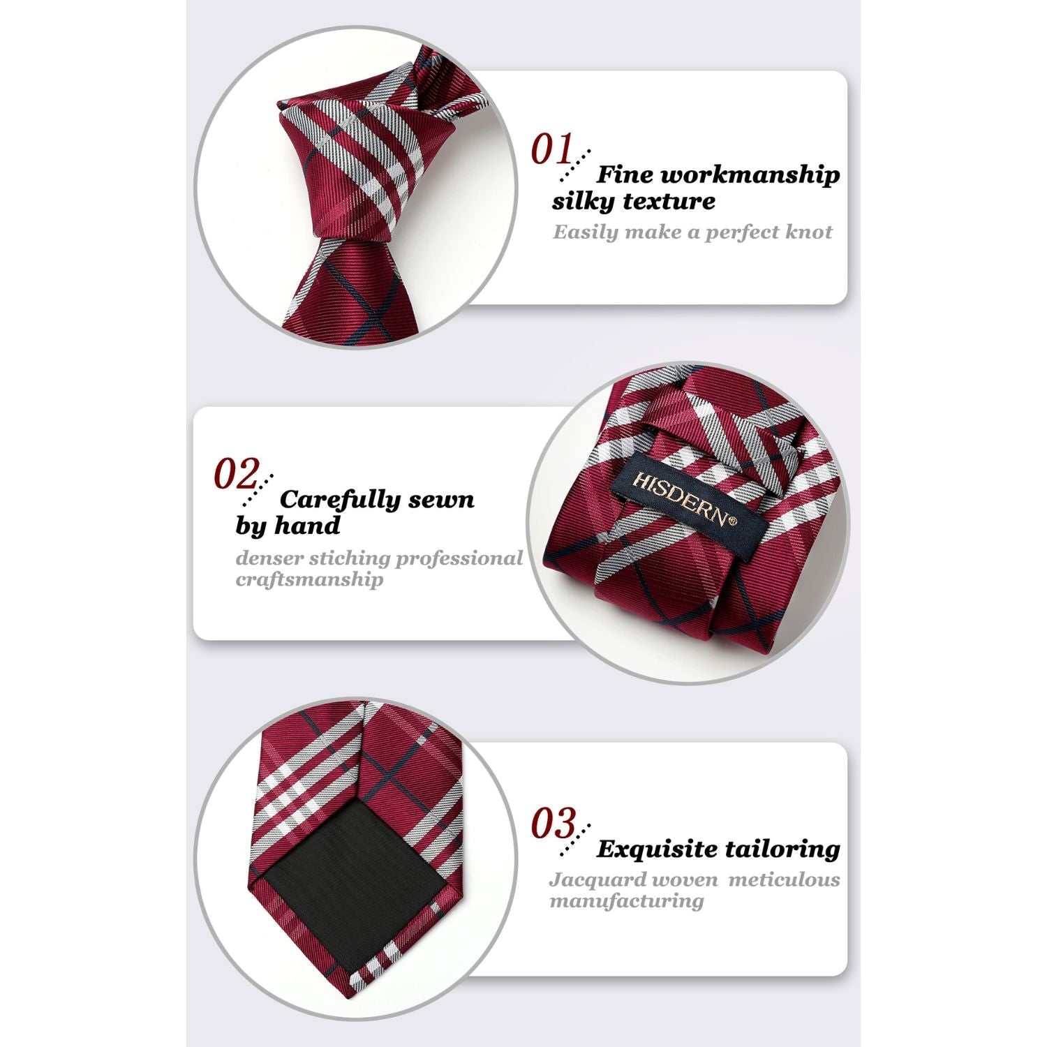 Hisdern Red Plaid Wedding Accessories Set