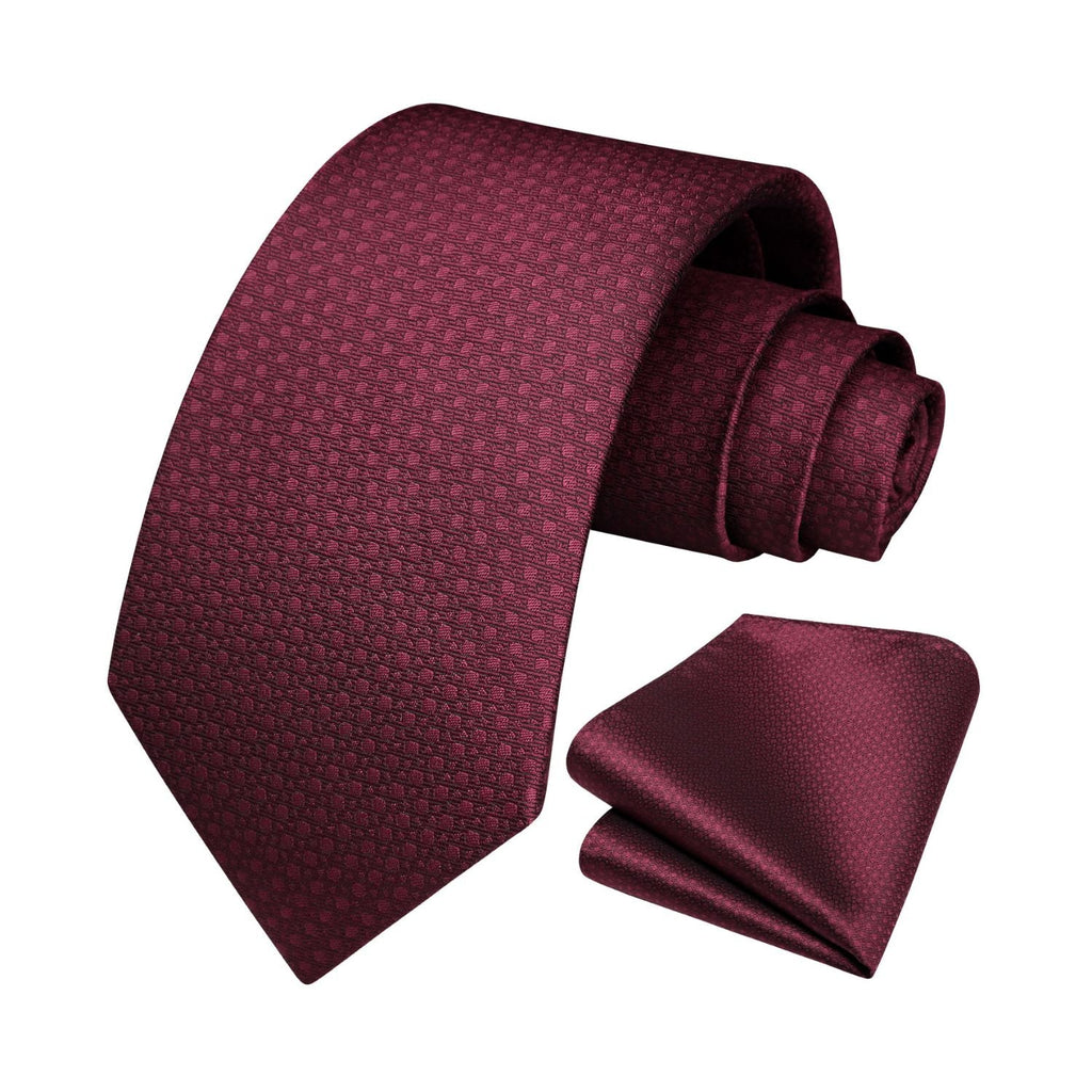 Houndstooth Tie Handkerchief Set - Z-MAROON
