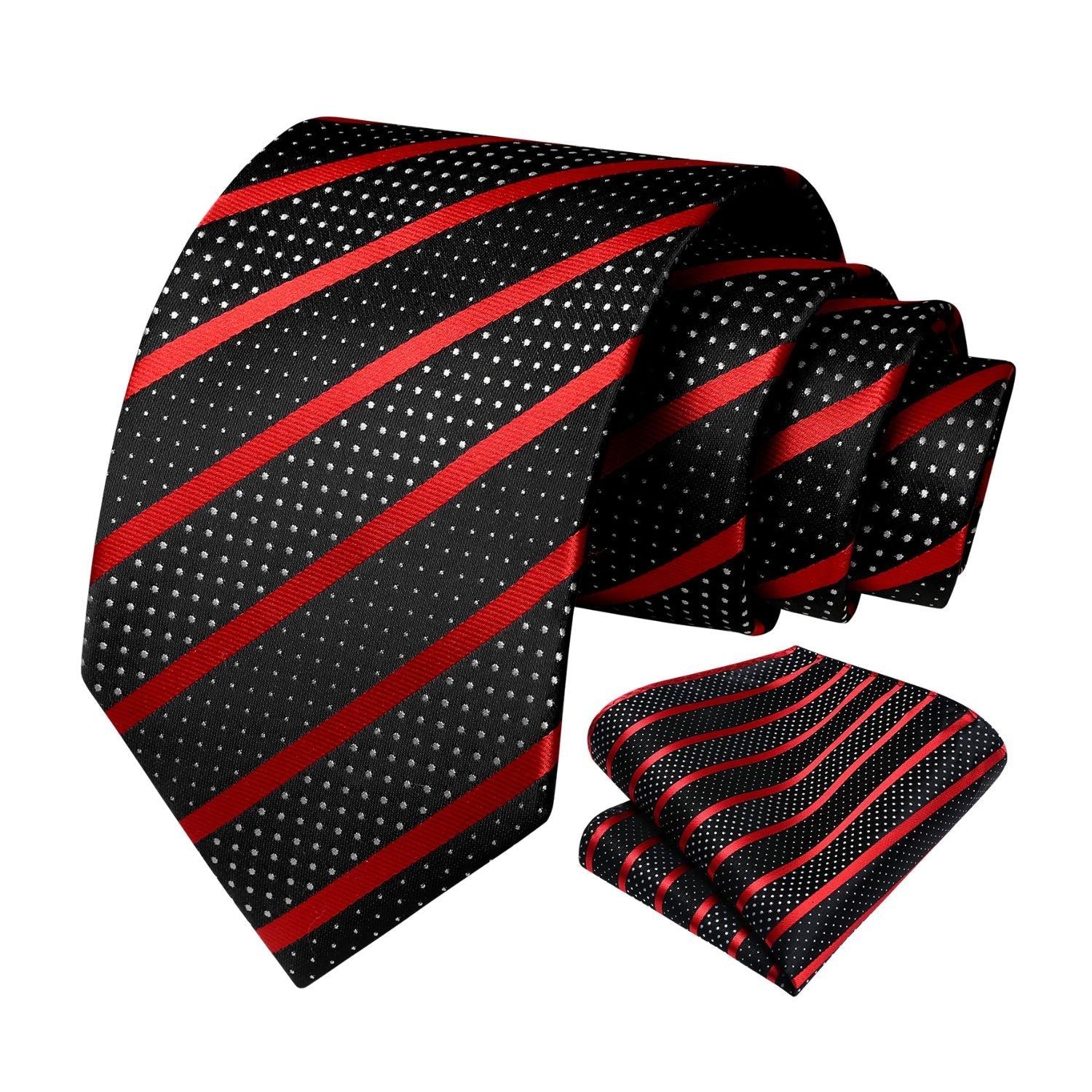 Stripe Tie Handkerchief Set - C-RED 1