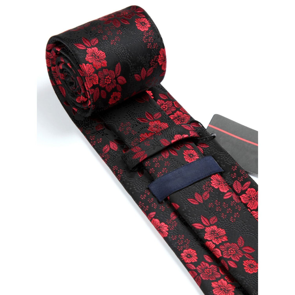 Hisdern Red Black Floral Wedding Accessories Set