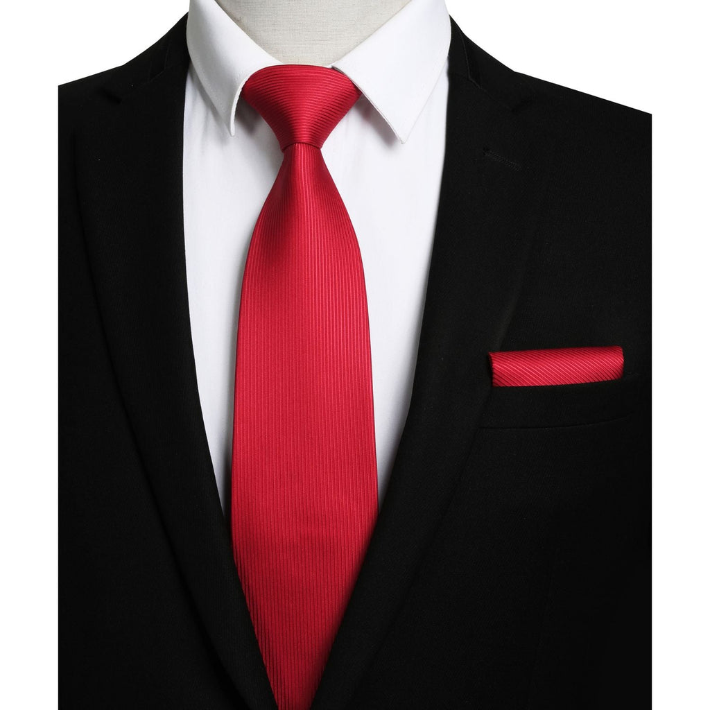 Hisdern Red Striped Business Tie Set