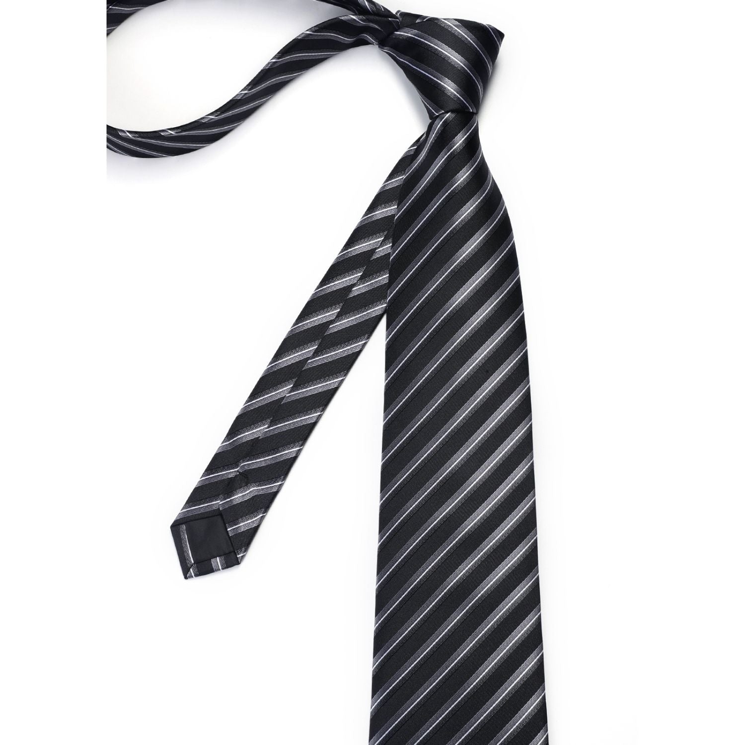 Hisdern Black Striped Dinner Accessories Set with Cufflinks