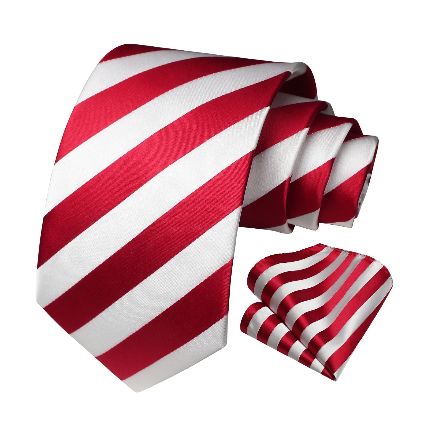 Hisdern Red White Striped Business Tie Set
