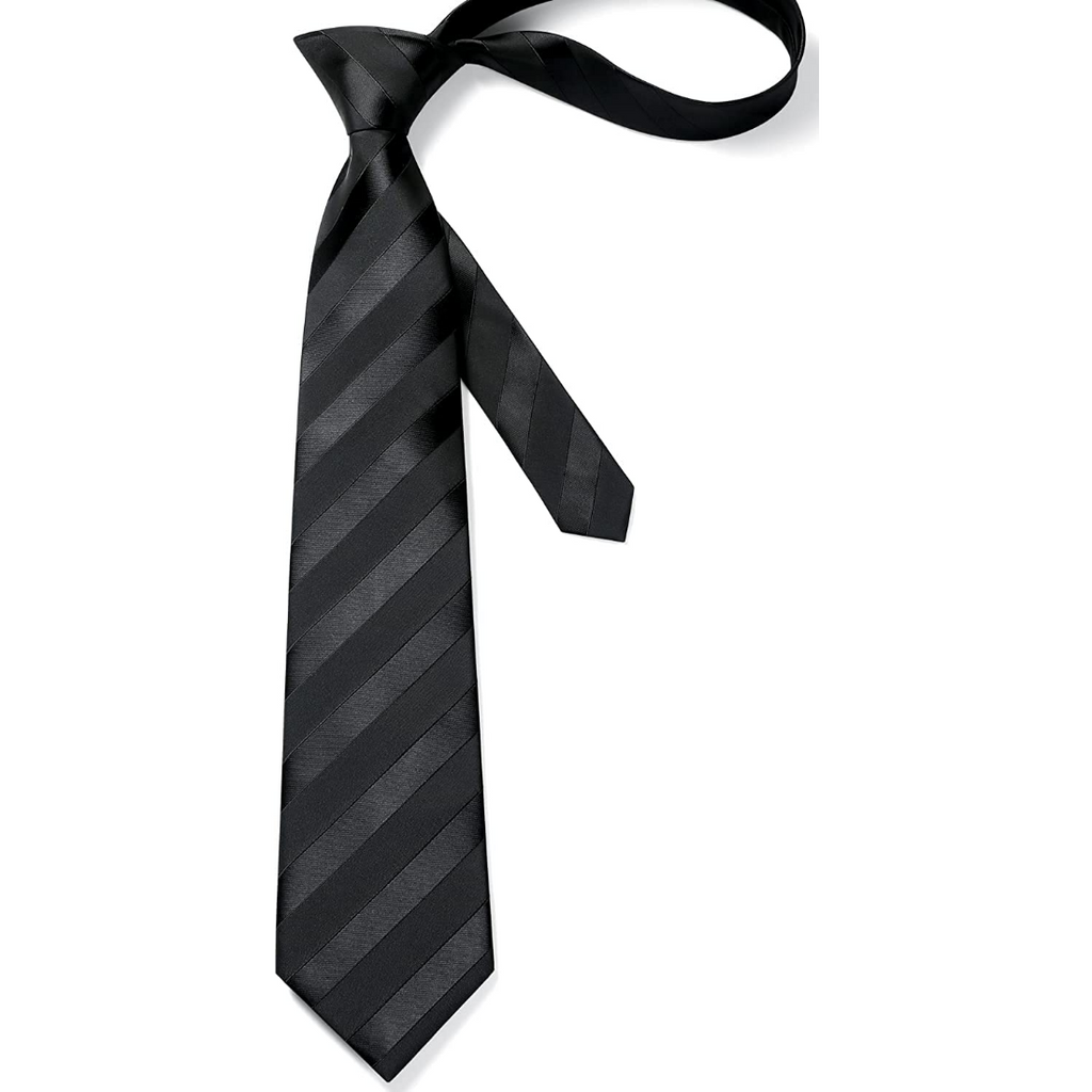 Hisdern Black Striped Business Tie Set