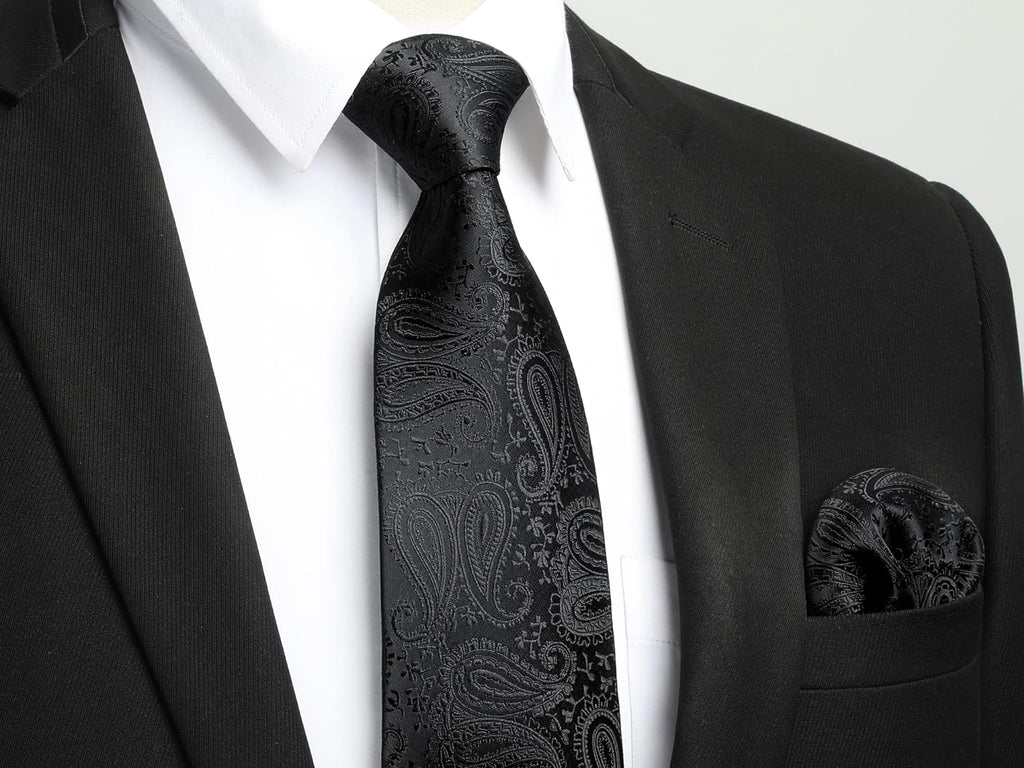 Hisdern Black Paisley Wedding Accessories Set with Clip