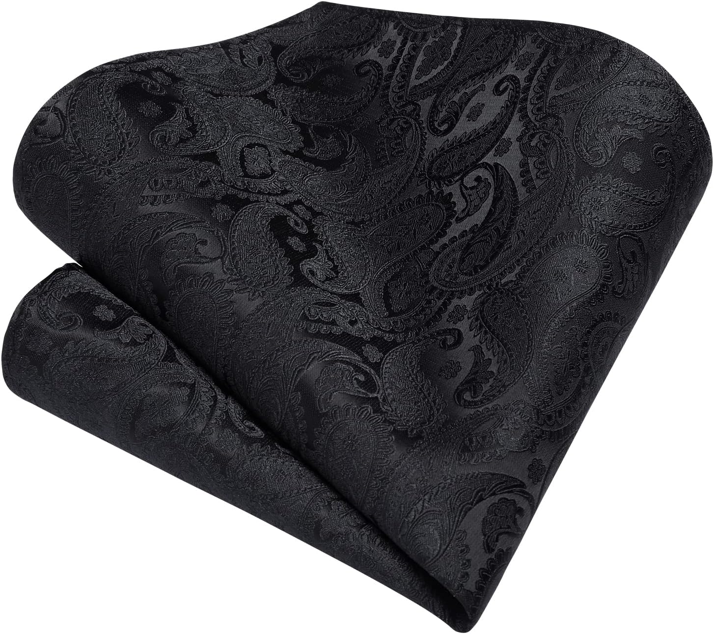 Hisdern Black Paisley Wedding Accessories Set with Cufflinks Clip