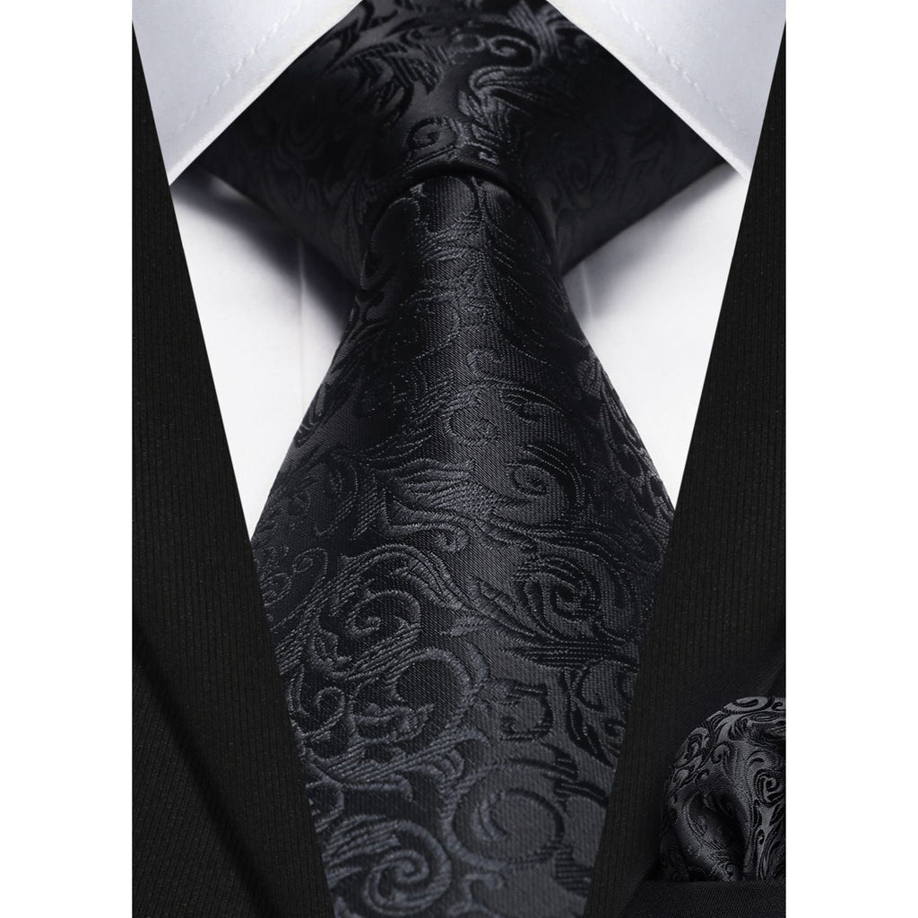 Hisdern Black Floral Wedding Accessories Set