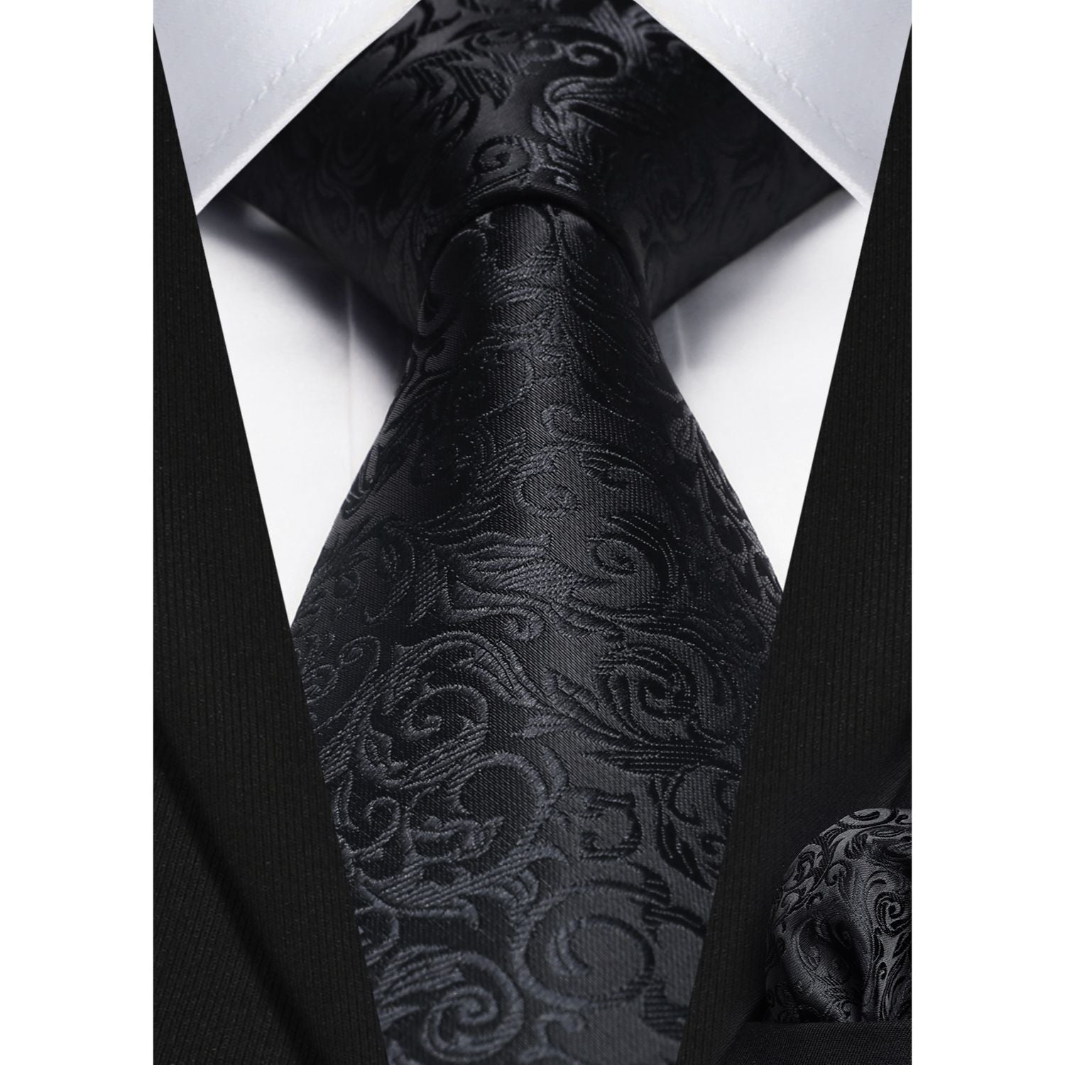 Hisdern Black Floral Wedding Accessories Set