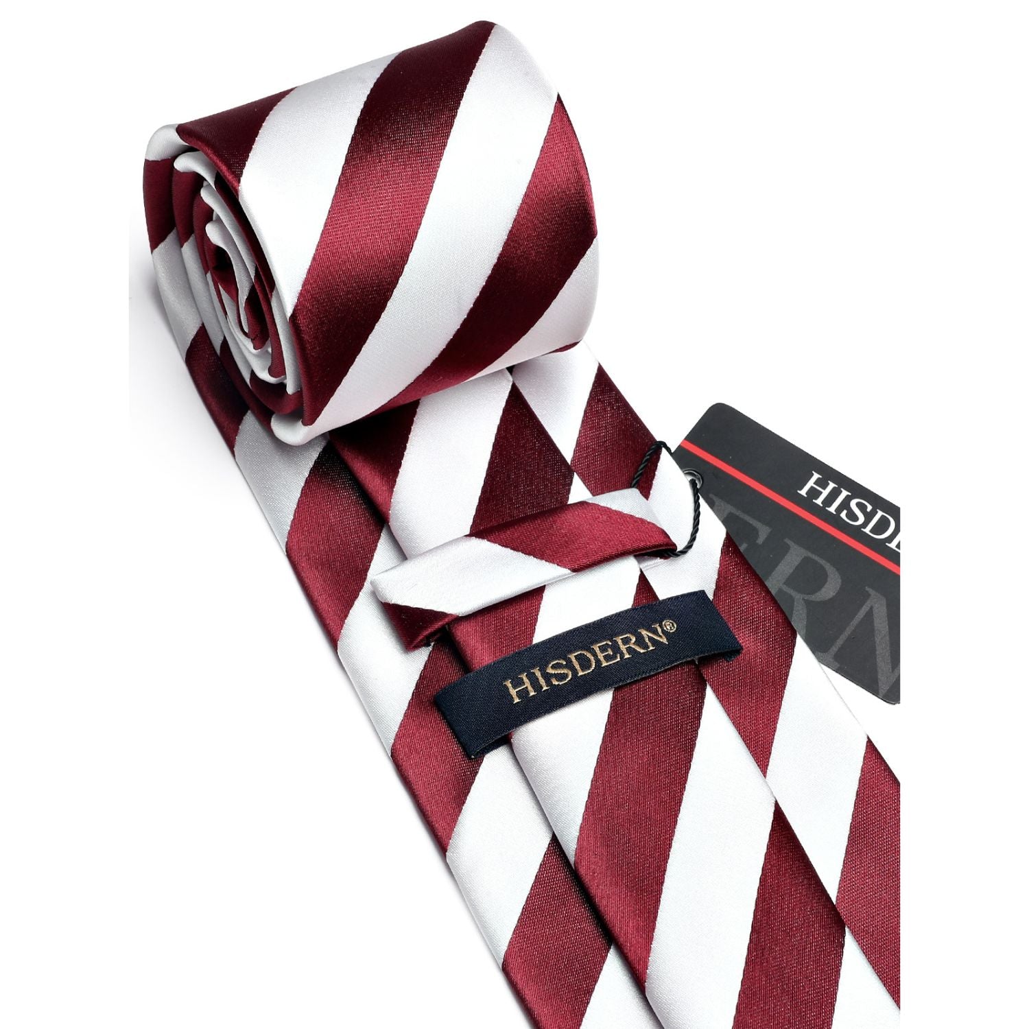 Hisdern Red White Striped Business Tie Set