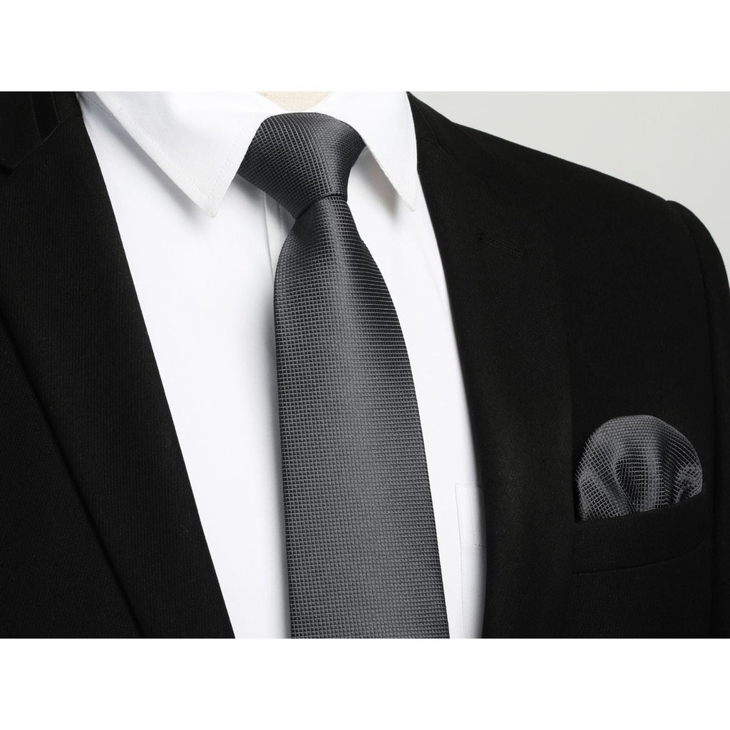 Hisdern Black Plaid Wedding Accessories Set with Cufflinks