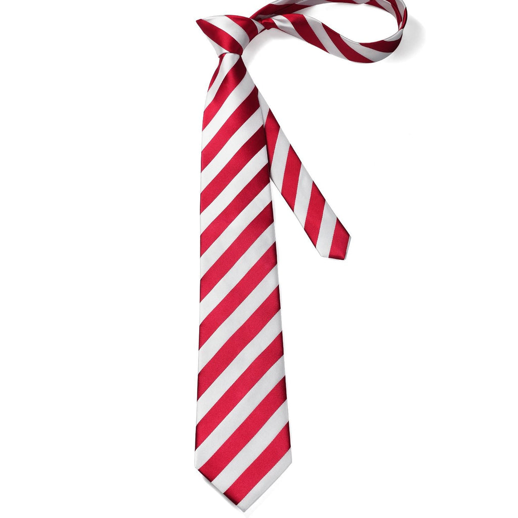 Hisdern Red White Striped Business Tie Set
