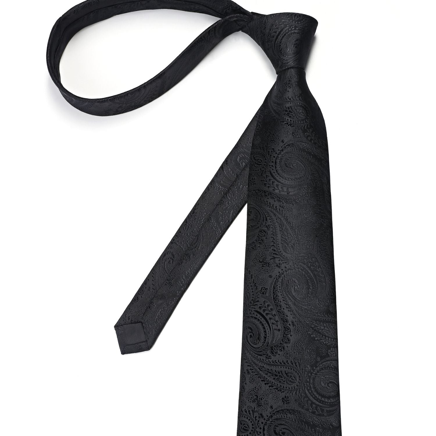 Hisdern Black Paisley Wedding Accessories Set with Cufflinks