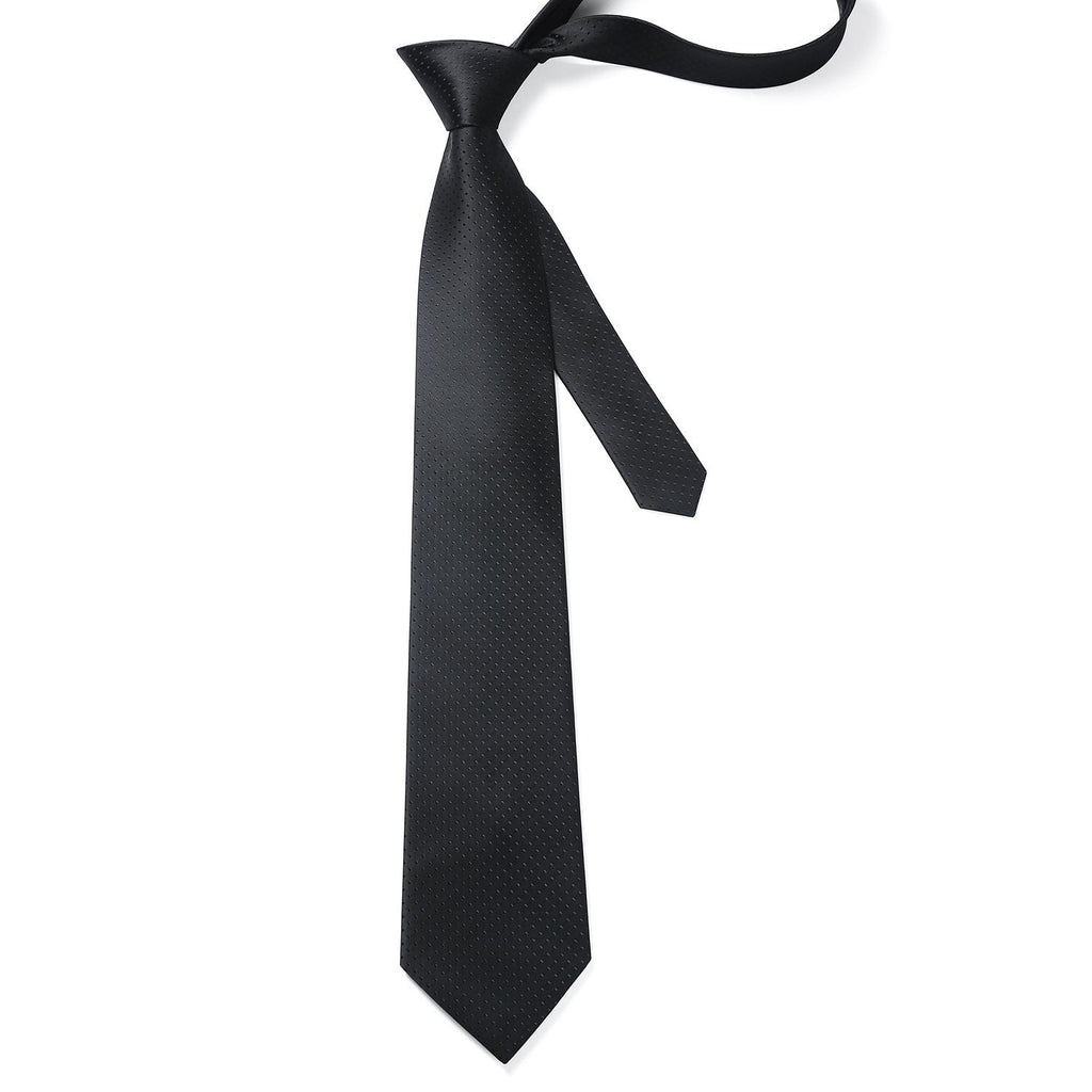 Hisdern Black Polka Dot Print Tie Set For Formal Events