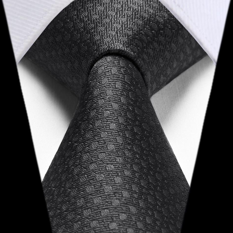 Hisdern Black Plaid Business Tie Set
