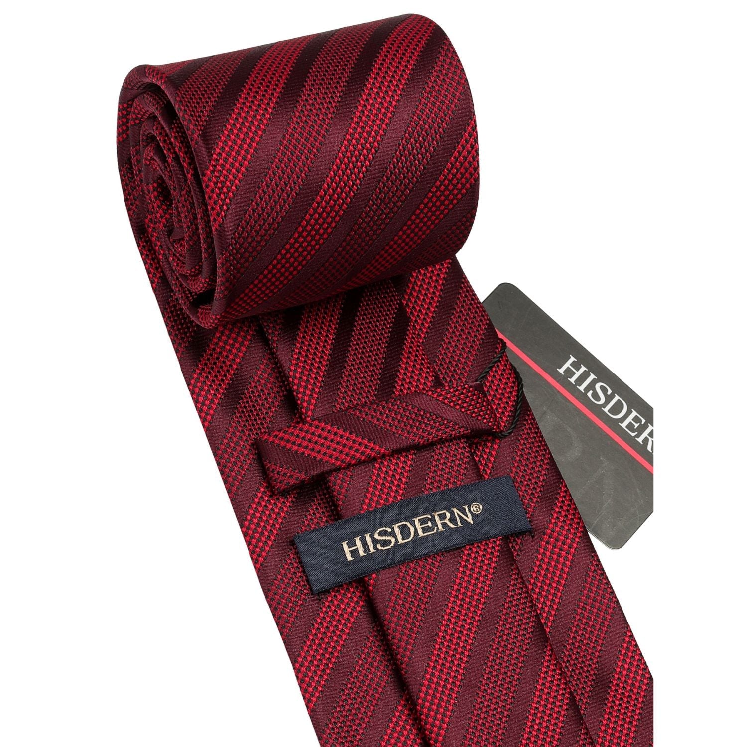 Hisdern Burgundy Striped Business Tie Set