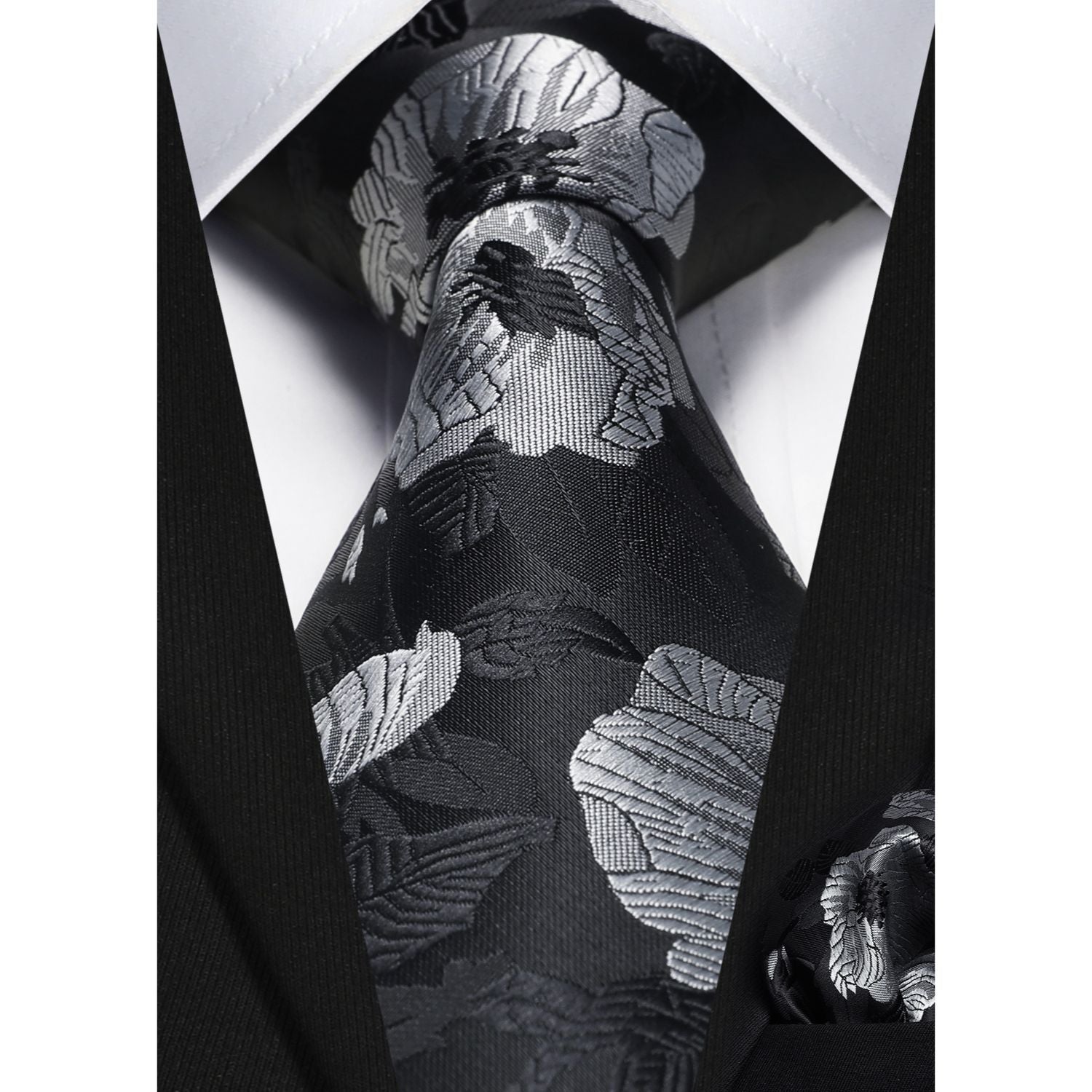 Hisdern Black Floral Wedding Accessories Set