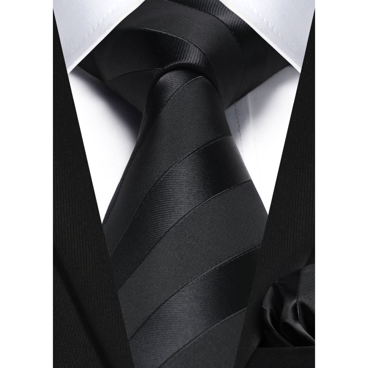 Hisdern Black Striped Business Tie Set