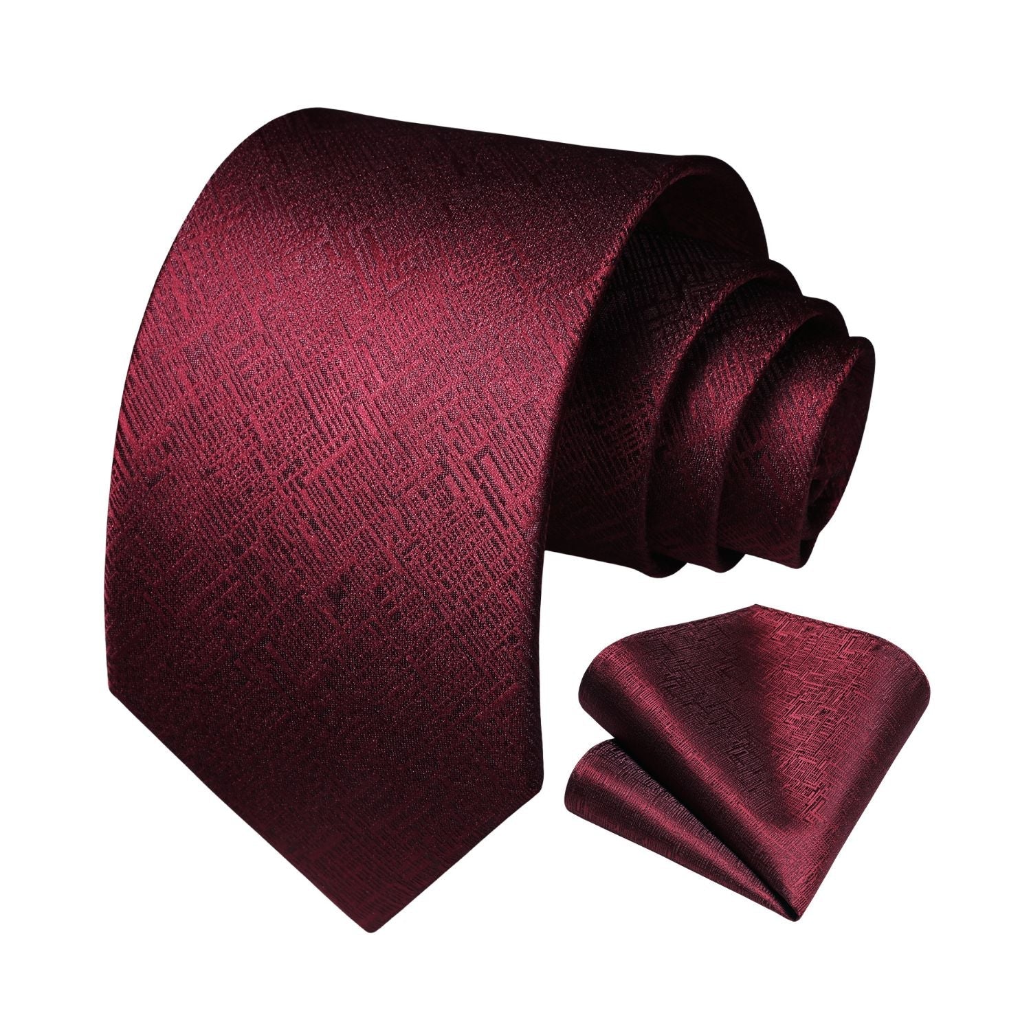 Hisdern Burgundy Plaid Wedding Business Tie Set
