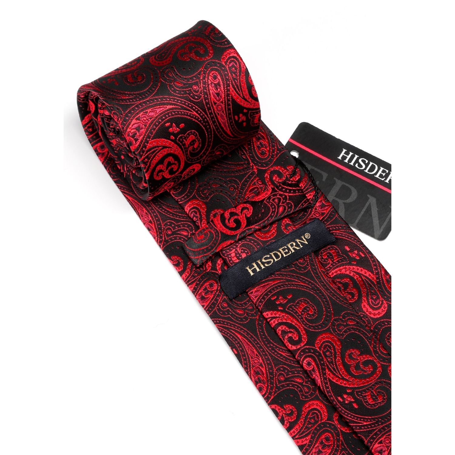 Hisdern Burgundy Paisley Tie Set For Groomsmen