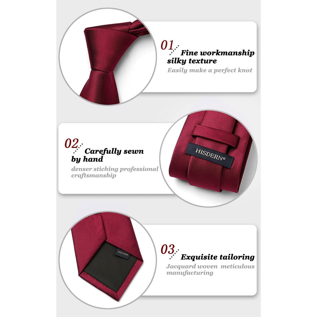Hisdern Burgundy Striped Business Tie Set